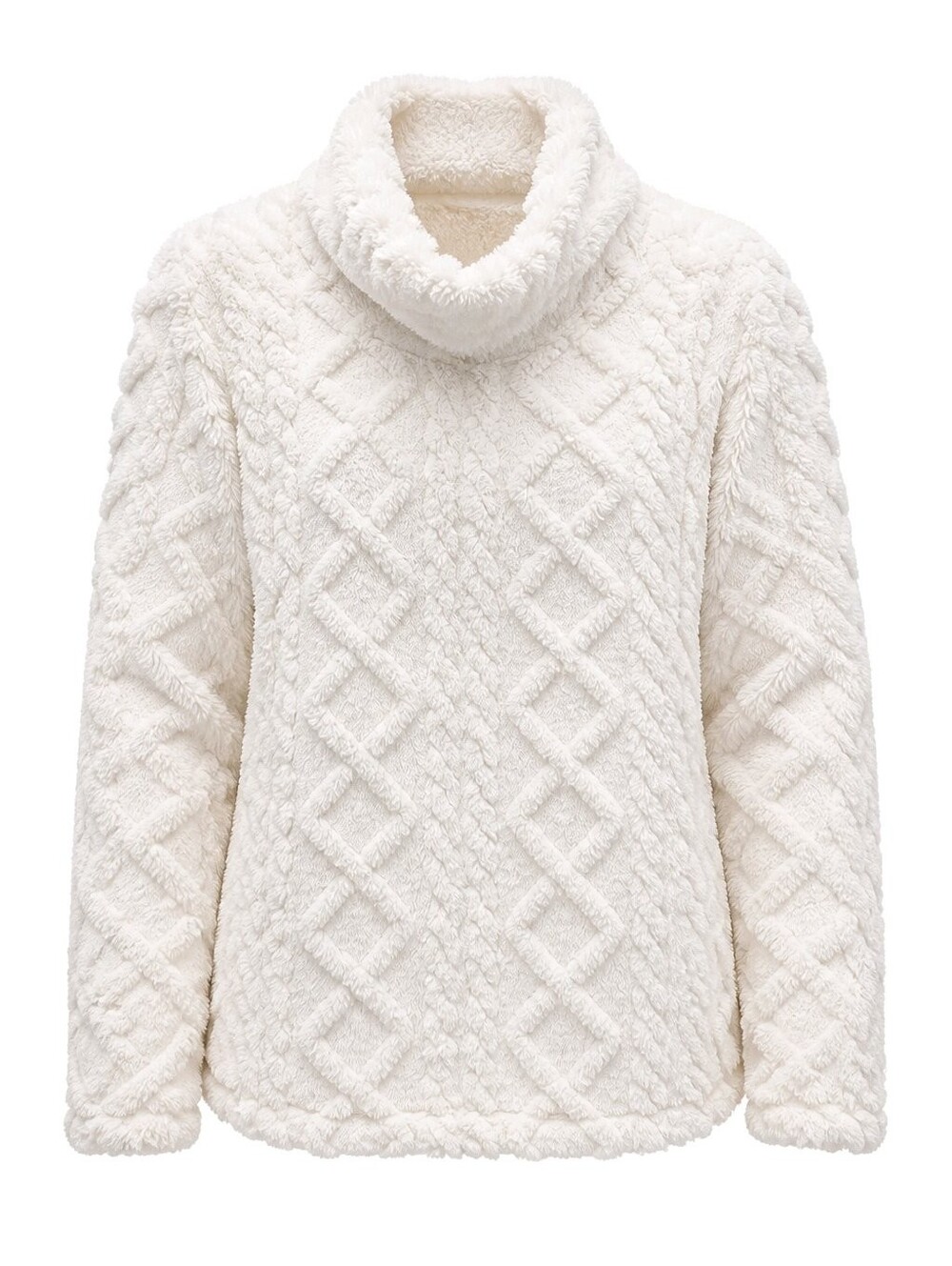 Eddie Bauer Cable Fleece Cream Cable Knit Pullover Sweater Sz Medium